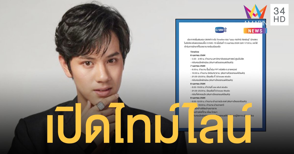 เปิดไทม์ไลน์ นนน กรภัทร์ หลังตรวจพบเชื้อโควิด-19